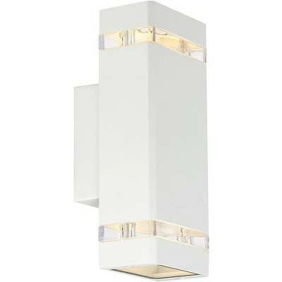 Possini Euro Design Modern Outdoor Wall Sconce Fixture White 10 1/2" Clear Glass Up Down for Exterior House Porch Patio Deck 6 Possini Euro Design Modern Outdoor Wall Sconce Fixture White 10 1/2" Clear Glass Up Down for Exterior House Porch Patio Deck - Image 4