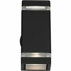 Possini Euro Design Modern Outdoor Wall Light Fixture Black 10 1/2" Rectangular Glass Up Down for House Porch Patio -Outdoor Lighting Official Shop unnamed file 4282