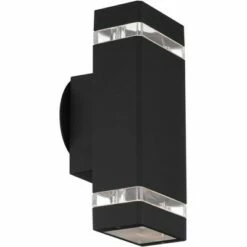 Possini Euro Design Modern Outdoor Wall Light Fixture Black 10 1/2" Rectangular Glass Up Down for House Porch Patio -Outdoor Lighting Official Shop unnamed file 4283