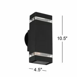 Possini Euro Design Modern Outdoor Wall Light Fixture Black 10 1/2" Rectangular Glass Up Down for House Porch Patio -Outdoor Lighting Official Shop unnamed file 4285