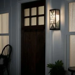 16.25" Stained Glass 1-Light Rectangular Geometric Outdoor Light Wall Sconce - River of Goods -Outdoor Lighting Official Shop unnamed file 4297