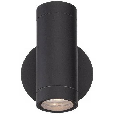 Possini Euro Design Modern Outdoor Wall Light Fixture Matte Black Cylinder 6 1/2" Tempered Glass Lens Up Down for Exterior House 5 Possini Euro Design Modern Outdoor Wall Light Fixture Matte Black Cylinder 6 1/2" Tempered Glass Lens Up Down for Exterior House - Image 3