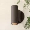 Possini Euro Design Modern Outdoor Wall Light Fixture Matte Bronze Cylinder 6 1/2" Tempered Glass Lens Up Down for Exterior House -Outdoor Lighting Official Shop unnamed file 4328