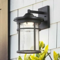 JONATHAN Y LED Glass/Metal Outdoor Wall Lantern Crackled Sconce Black - Jonathan Y -Outdoor Lighting Official Shop unnamed file 4343