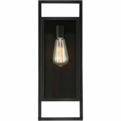 Possini Euro Design Modern Outdoor Wall Light Fixture Textured Black Metal 19" Clear Glass Panel for Exterior House Porch Outside -Outdoor Lighting Official Shop unnamed file 4353