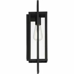 Possini Euro Design Modern Outdoor Wall Light Fixture Textured Black Metal 19" Clear Glass Panel for Exterior House Porch Outside -Outdoor Lighting Official Shop unnamed file 4355