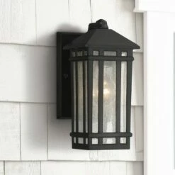 Kathy Ireland Sierra Craftsman 10 1/2"H Black Outdoor Wall Light