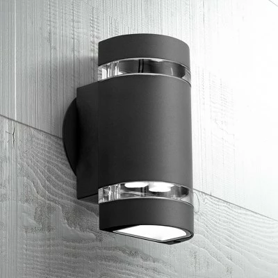 Possini Euro Design Modern Outdoor Wall Light Fixture LED Black 7 3/4" Tempered Clear Glass Up Down for Exterior House Porch 2 Possini Euro Design Modern Outdoor Wall Light Fixture LED Black 7 3/4" Tempered Clear Glass Up Down for Exterior House Porch