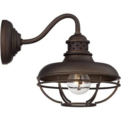 Franklin Iron Works Rustic Outdoor Barn Lights Fixtures Set of 2 Oil Rubbed Bronze 9" Open Cage Exterior House Porch Patio Outside 6 Franklin Iron Works Rustic Outdoor Barn Lights Fixtures Set of 2 Oil Rubbed Bronze 9" Open Cage Exterior House Porch Patio Outside - Image 5