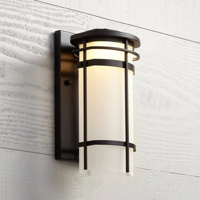 Possini Euro Design Modern Outdoor Wall Light Fixture Bronze Metal 12 3/4" Glass Shade for Exterior House Porch Patio Outside 3 Possini Euro Design Modern Outdoor Wall Light Fixture Bronze Metal 12 3/4" Glass Shade for Exterior House Porch Patio Outside