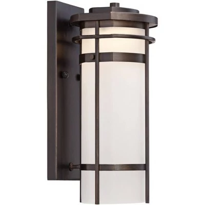 Possini Euro Design Modern Outdoor Wall Light Fixture Bronze Metal 12 3/4" Glass Shade for Exterior House Porch Patio Outside 6 Possini Euro Design Modern Outdoor Wall Light Fixture Bronze Metal 12 3/4" Glass Shade for Exterior House Porch Patio Outside - Image 4