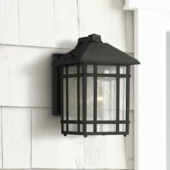 Kathy Ireland Sierra Craftsman 11"H Black Dusk-Dawn Outdoor Wall Light