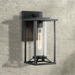 Minka Lavery Trescott 14 1/4" High Black Outdoor Wall Light