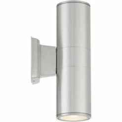 Possini Euro Design Modern Outdoor Wall Light Fixture Set of 2 Brushed Nickel Downlight Uplight 11 3/4" Glass Exterior House Porch -Outdoor Lighting Official Shop unnamed file 4437