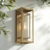 Possini Euro Design Modern Contemporary Glam Outdoor Wall Light Fixture Brass Metal 16 1/4" Clear Glass Panel Exterior House Porch 2 Possini Euro Design Modern Contemporary Glam Outdoor Wall Light Fixture Brass Metal 16 1/4" Clear Glass Panel Exterior House Porch -Outdoor Lighting Official Shop unnamed file 4446