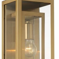 Possini Euro Design Modern Contemporary Glam Outdoor Wall Light Fixture Brass Metal 16 1/4" Clear Glass Panel Exterior House Porch -Outdoor Lighting Official Shop unnamed file 4447