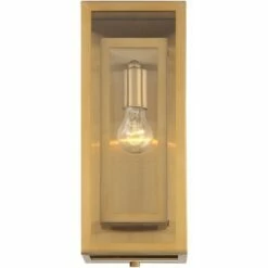 Possini Euro Design Modern Contemporary Glam Outdoor Wall Light Fixture Brass Metal 16 1/4" Clear Glass Panel Exterior House Porch -Outdoor Lighting Official Shop unnamed file 4448