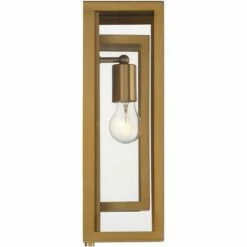 Possini Euro Design Modern Contemporary Glam Outdoor Wall Light Fixture Brass Metal 16 1/4" Clear Glass Panel Exterior House Porch -Outdoor Lighting Official Shop unnamed file 4450