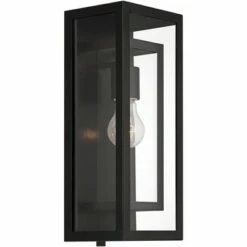 Possini Euro Design Modern Outdoor Wall Light Fixture Black Metal 16 1/2" Clear Glass for Exterior House Porch Patio Outside Deck -Outdoor Lighting Official Shop unnamed file 4475