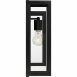 Possini Euro Design Modern Outdoor Wall Light Fixture Black Metal 16 1/2" Clear Glass for Exterior House Porch Patio Outside Deck -Outdoor Lighting Official Shop unnamed file 4476