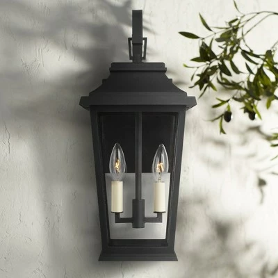 Feiss Warren 19 1/2" High Black 2-Light Outdoor Wall Light 2 Feiss Warren 19 1/2" High Black 2-Light Outdoor Wall Light