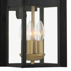 Franklin Iron Works Industrial Outdoor Wall Light Fixture Warm Brass Black Metal 17" Clear Glass Exterior House Patio Outside Deck -Outdoor Lighting Official Shop unnamed file 4506