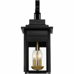 Franklin Iron Works Industrial Outdoor Wall Light Fixture Warm Brass Black Metal 17" Clear Glass Exterior House Patio Outside Deck -Outdoor Lighting Official Shop unnamed file 4507