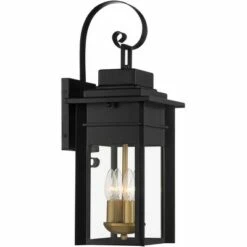 Franklin Iron Works Industrial Outdoor Wall Light Fixture Warm Brass Black Metal 17" Clear Glass Exterior House Patio Outside Deck -Outdoor Lighting Official Shop unnamed file 4508