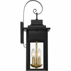 Franklin Iron Works Industrial Outdoor Wall Light Fixture Warm Brass Black Metal 17" Clear Glass Exterior House Patio Outside Deck -Outdoor Lighting Official Shop unnamed file 4509