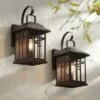 John Timberland Outdoor Wall Lights Set of 2 Fixture Carriage Style Bronze 12 1/2" Clear Glass Lantern Exterior House Porch Patio -Outdoor Lighting Official Shop unnamed file 452