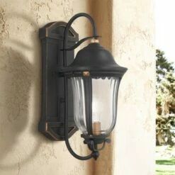 Minka Lavery Peale Street 17" H Sand Coal and Vermeil Gold Outdoor Wall Light
