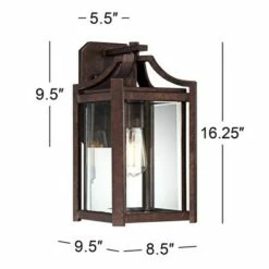 Franklin Iron Works Rustic Farmhouse Outdoor Wall Light Fixture Bronze 16 1/4" Clear Beveled Glass for Exterior House Porch Patio -Outdoor Lighting Official Shop unnamed file 4558