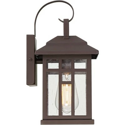 John Timberland Outdoor Wall Lights Set of 2 Fixture Carriage Style Bronze 12 1/2" Clear Glass Lantern Exterior House Porch Patio 7 John Timberland Outdoor Wall Lights Set of 2 Fixture Carriage Style Bronze 12 1/2" Clear Glass Lantern Exterior House Porch Patio - Image 5