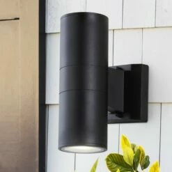 JONATHAN Y 6" LED Metal/Glass Cylinder Outdoor Sconce with Black - Jonathan Y -Outdoor Lighting Official Shop unnamed file 4671
