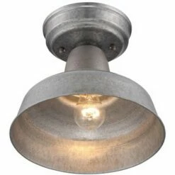 John Timberland Rustic Outdoor Ceiling Light Fixture Semi Flush Urban Barn Farmhouse Galvanized 10 1/4" for Porch Kitchen -Outdoor Lighting Official Shop unnamed file 4684
