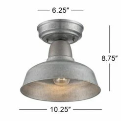 John Timberland Rustic Outdoor Ceiling Light Fixture Semi Flush Urban Barn Farmhouse Galvanized 10 1/4" for Porch Kitchen -Outdoor Lighting Official Shop unnamed file 4685