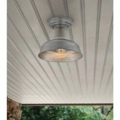 John Timberland Rustic Outdoor Ceiling Light Fixture Semi Flush Urban Barn Farmhouse Galvanized 10 1/4" for Porch Kitchen -Outdoor Lighting Official Shop unnamed file 4686