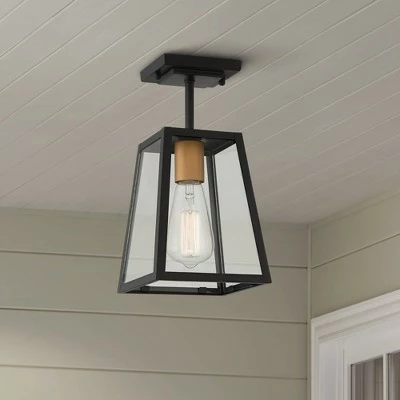 John Timberland Modern Outdoor Ceiling Light Fixture Mystic Black Gold 6" Clear Glass Panels Exterior House Porch Patio Outside 3 John Timberland Modern Outdoor Ceiling Light Fixture Mystic Black Gold 6" Clear Glass Panels Exterior House Porch Patio Outside