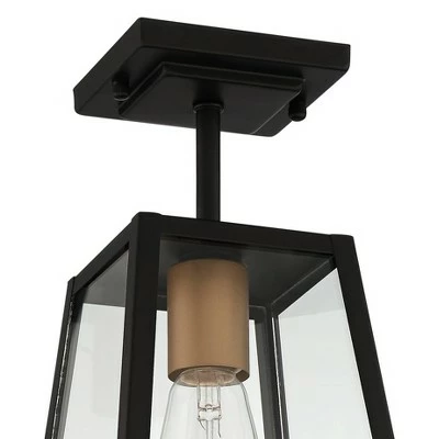 John Timberland Modern Outdoor Ceiling Light Fixture Mystic Black Gold 6" Clear Glass Panels Exterior House Porch Patio Outside 4 John Timberland Modern Outdoor Ceiling Light Fixture Mystic Black Gold 6" Clear Glass Panels Exterior House Porch Patio Outside - Image 2