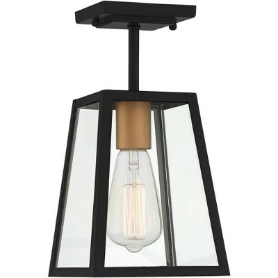 John Timberland Modern Outdoor Ceiling Light Fixture Mystic Black Gold 6" Clear Glass Panels Exterior House Porch Patio Outside 5 John Timberland Modern Outdoor Ceiling Light Fixture Mystic Black Gold 6" Clear Glass Panels Exterior House Porch Patio Outside - Image 3