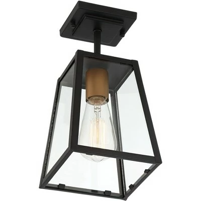 John Timberland Modern Outdoor Ceiling Light Fixture Mystic Black Gold 6" Clear Glass Panels Exterior House Porch Patio Outside 6 John Timberland Modern Outdoor Ceiling Light Fixture Mystic Black Gold 6" Clear Glass Panels Exterior House Porch Patio Outside - Image 4