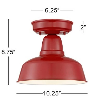 John Timberland Farmhouse Outdoor Ceiling Light Fixture Urban Barn Red Metal 10 1/4" for Exterior House Porch Patio 6 John Timberland Farmhouse Outdoor Ceiling Light Fixture Urban Barn Red Metal 10 1/4" for Exterior House Porch Patio - Image 4
