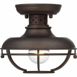 Franklin Iron Works Rustic Outdoor Ceiling Light Fixture Bronze 8 1/2" Caged for Exterior Entryway Porch -Outdoor Lighting Official Shop unnamed file 4713