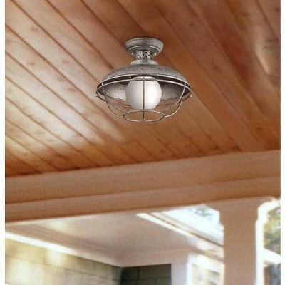 Franklin Iron Works Rustic Farmhouse Outdoor Ceiling Light Galvanized Steel Cage 12" White Glass Orb for Exterior House Porch 7 Franklin Iron Works Rustic Farmhouse Outdoor Ceiling Light Galvanized Steel Cage 12" White Glass Orb for Exterior House Porch - Image 5