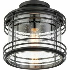 Possini Euro Design Modern Outdoor Ceiling Light Fixture Black Geometric 11" Clear Seedy Glass for Exterior House Porch Patio Deck 10 Possini Euro Design Modern Outdoor Ceiling Light Fixture Black Geometric 11" Clear Seedy Glass for Exterior House Porch Patio Deck -Outdoor Lighting Official Shop unnamed file 4723