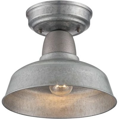 John Timberland Industrial Farmhouse Outdoor Ceiling Light Fixtures Set of 2 Galvanized Metal 8 3/4" Exterior House Porch Patio 3 John Timberland Industrial Farmhouse Outdoor Ceiling Light Fixtures Set of 2 Galvanized Metal 8 3/4" Exterior House Porch Patio - Image 2