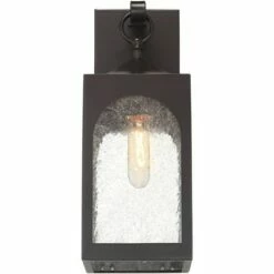 Possini Euro Design Modern Outdoor Wall Light Fixture Bronze Lantern 16 1/2" Seedy Glass for Exterior House Porch Patio Deck -Outdoor Lighting Official Shop unnamed file 485