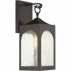 Possini Euro Design Modern Outdoor Wall Light Fixture Bronze Lantern 16 1/2" Seedy Glass for Exterior House Porch Patio Deck -Outdoor Lighting Official Shop unnamed file 486