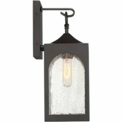 Possini Euro Design Modern Outdoor Wall Light Fixture Bronze Lantern 16 1/2" Seedy Glass for Exterior House Porch Patio Deck -Outdoor Lighting Official Shop unnamed file 487