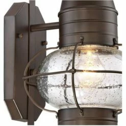 John Timberland Nautical Outdoor Light Fixture Oil Rubbed Bronze Lantern 19 3/4" Clear Seedy Glass Motion Security Sensor for Porch Patio -Outdoor Lighting Official Shop unnamed file 491